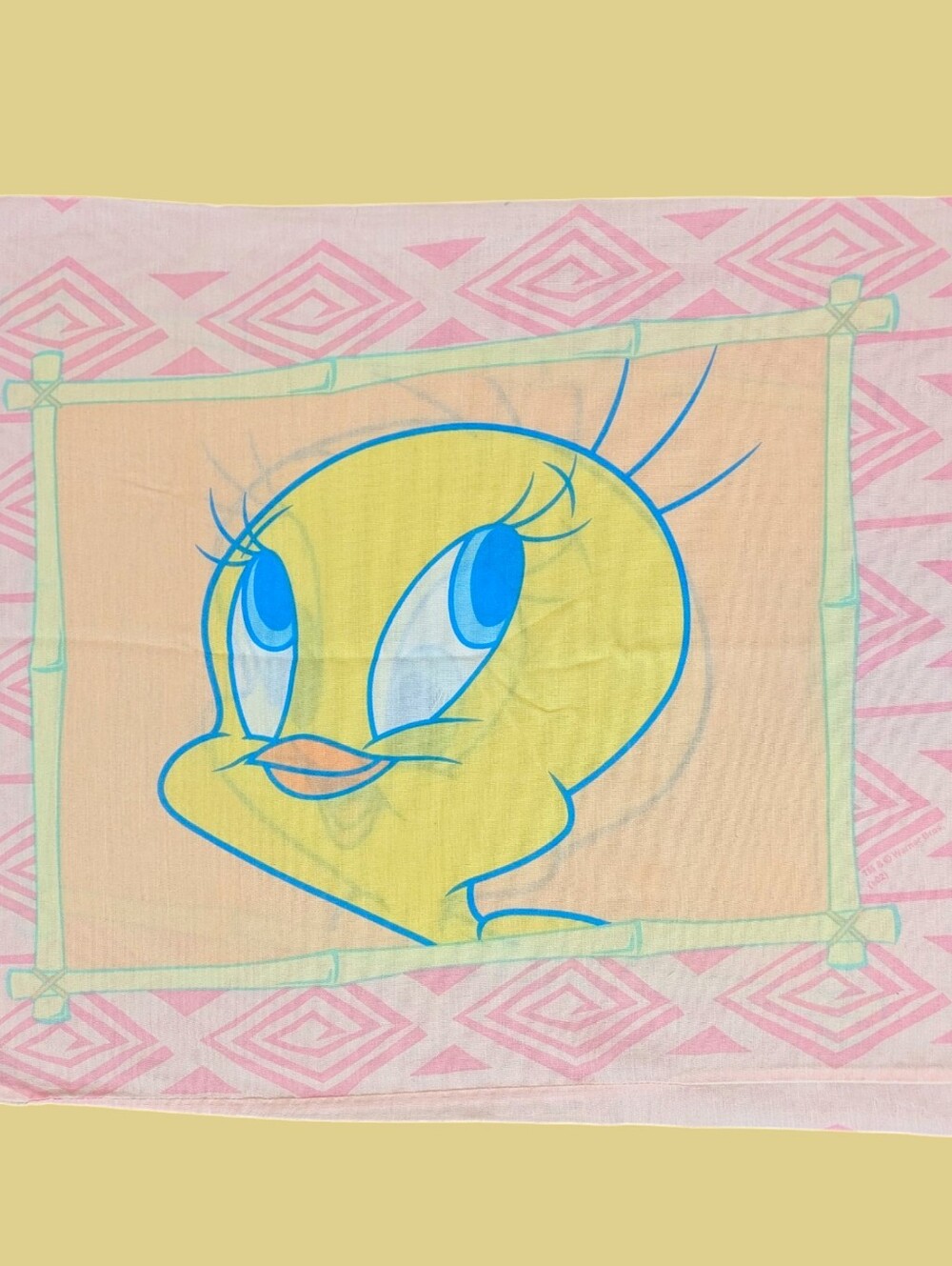 Dan River Tweety Bird Pink Yellow, 2 Pillowcases Made in USA VTG Looney Tunes WB